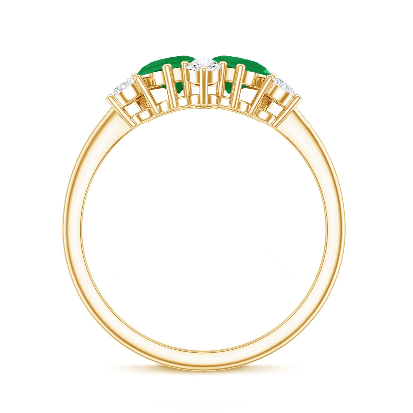 Natural Pear Shape Emerald Toi Et Moi Engagement Ring with Diamond