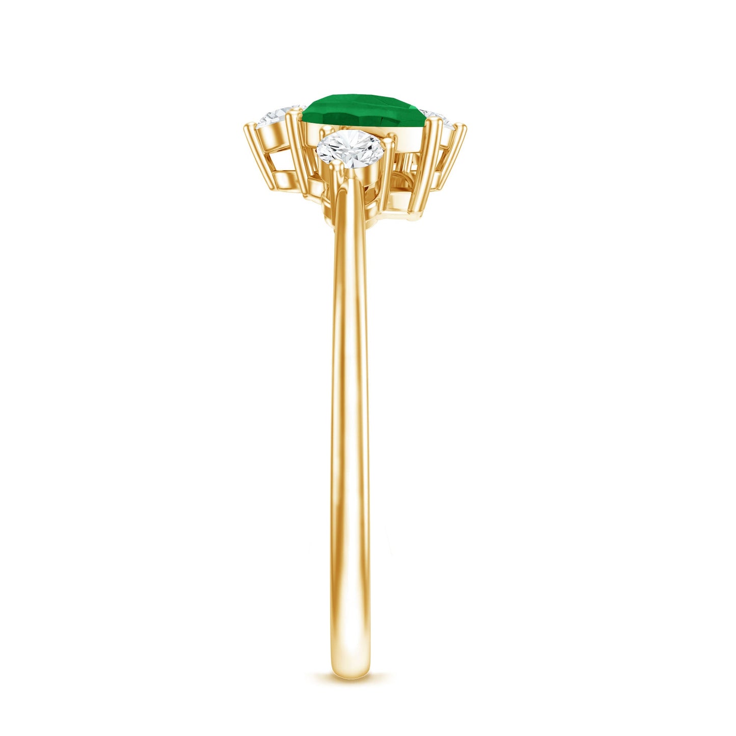 Natural Pear Shape Emerald Toi Et Moi Engagement Ring with Diamond