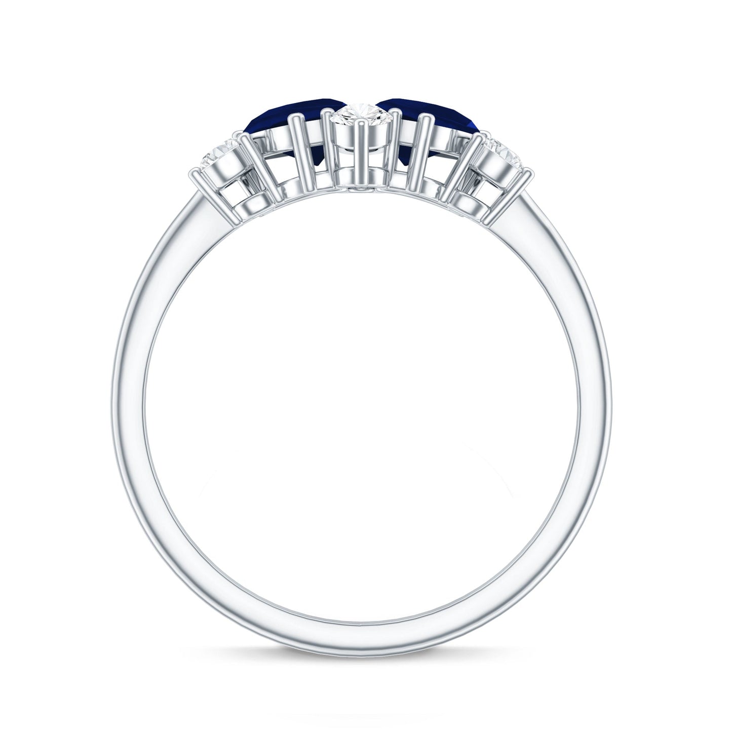 Genuine Blue Sapphire and Diamond Cluster Engagement Ring with Certificate