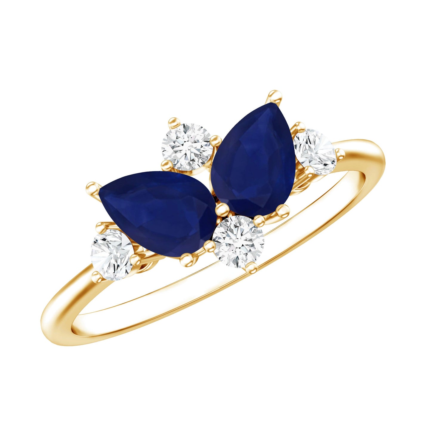 Genuine Blue Sapphire and Diamond Cluster Engagement Ring with Certificate