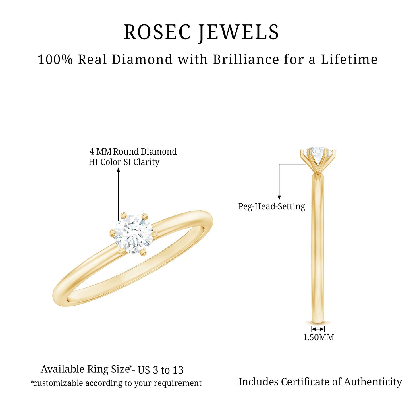 Solitaire Round Diamond Promise Ring