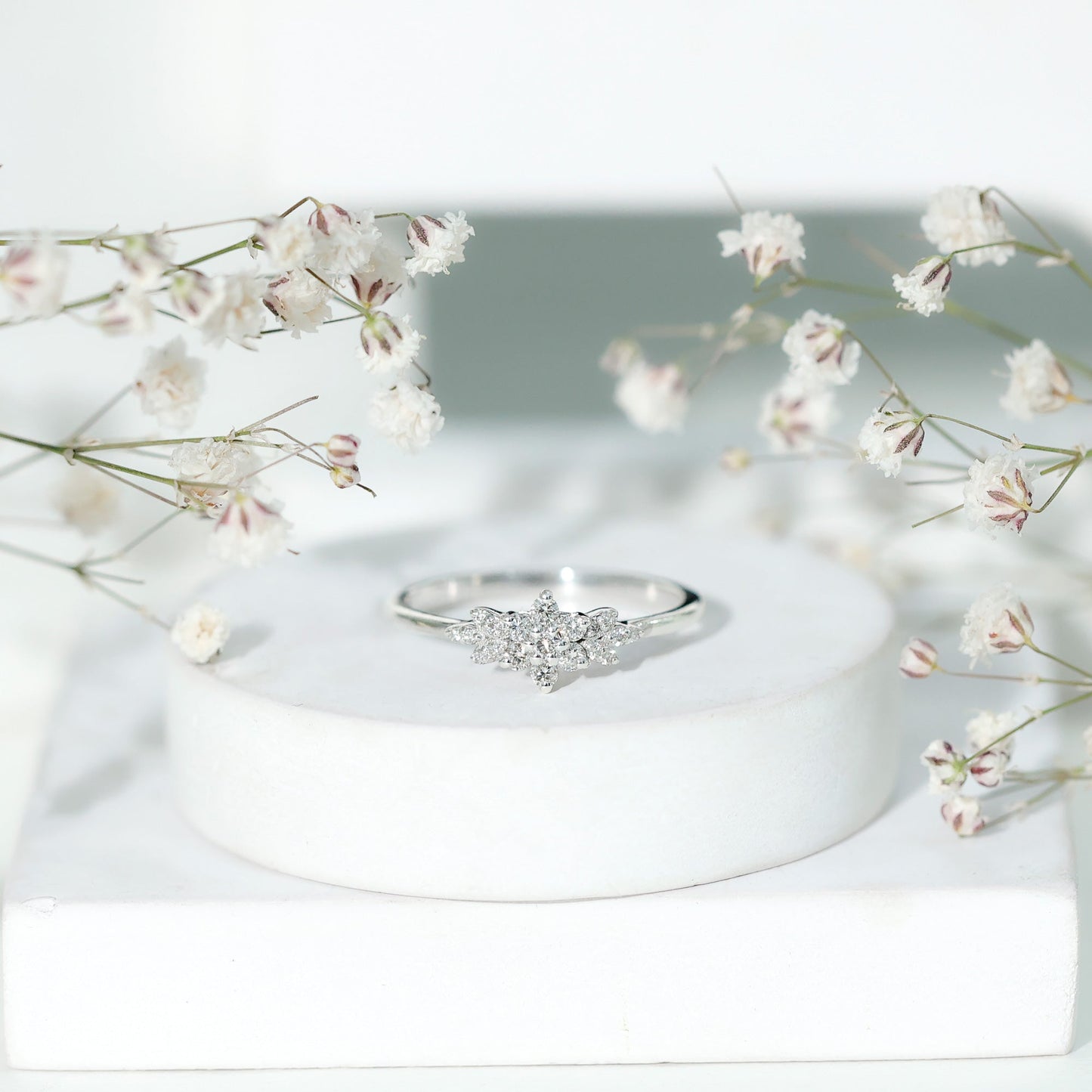 Certified Diamond Flower Promise Ring