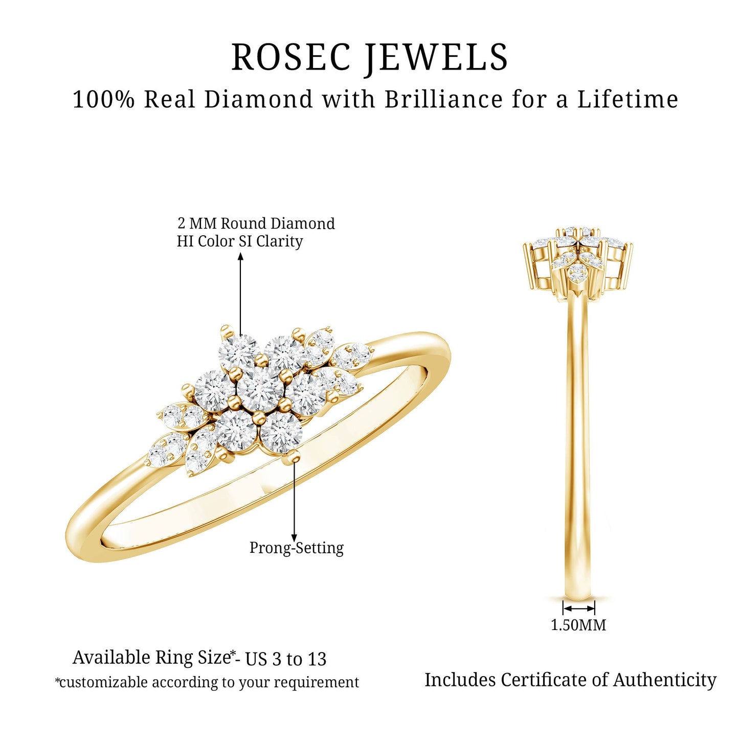 Certified Diamond Flower Promise Ring