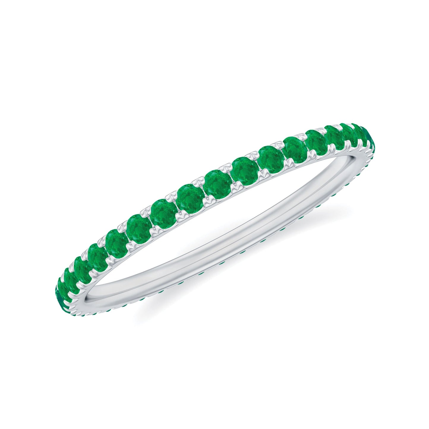 Natural Emerald Eternity Stackable Ring for Women