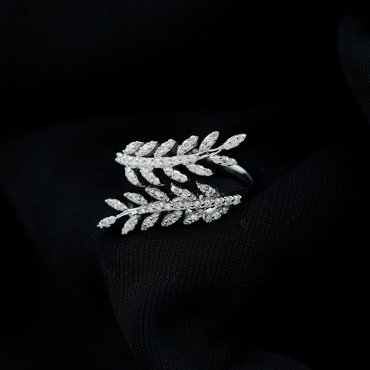 Certified Moissanite Leaf Wrap Ring for Women