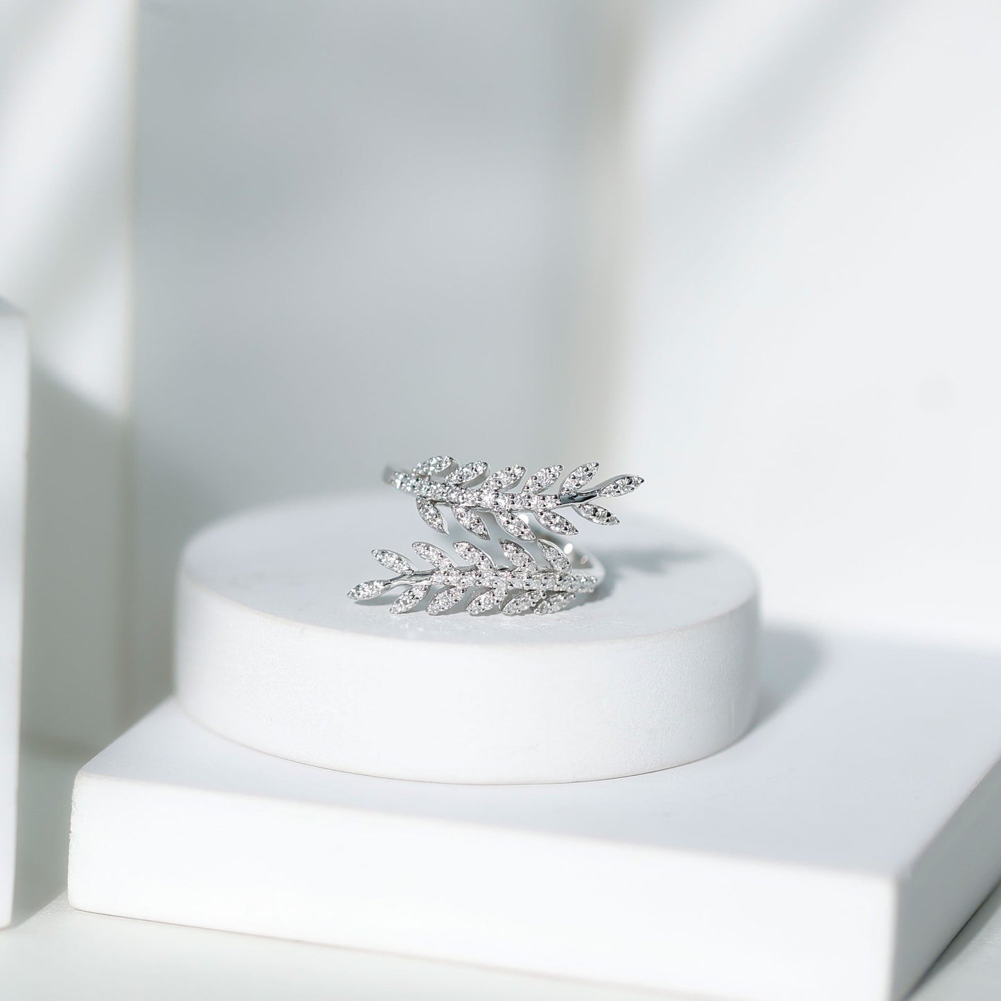 Certified Moissanite Leaf Wrap Ring for Women