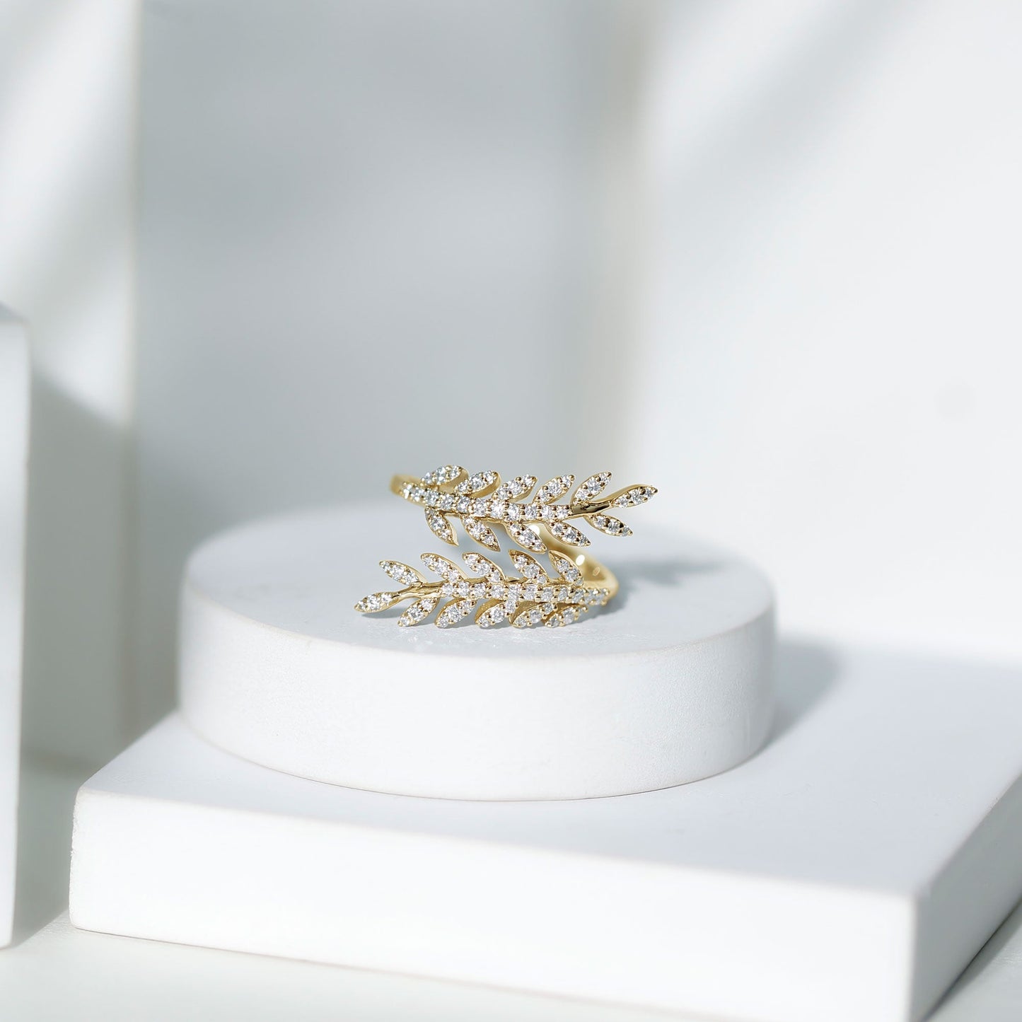 Certified Moissanite Leaf Wrap Ring for Women