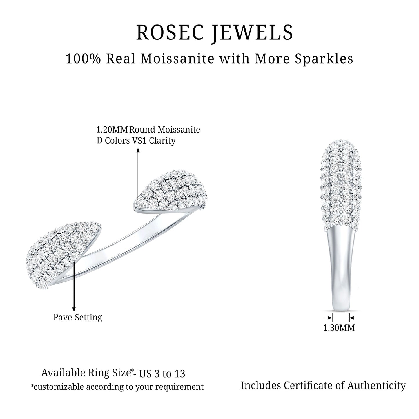 Certified Pave Set Moissanite Ring Enhancer