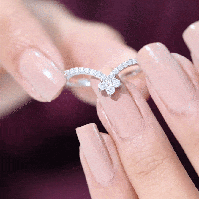 Certified Moissanite Chevron Wedding Ring Enhancer for Women