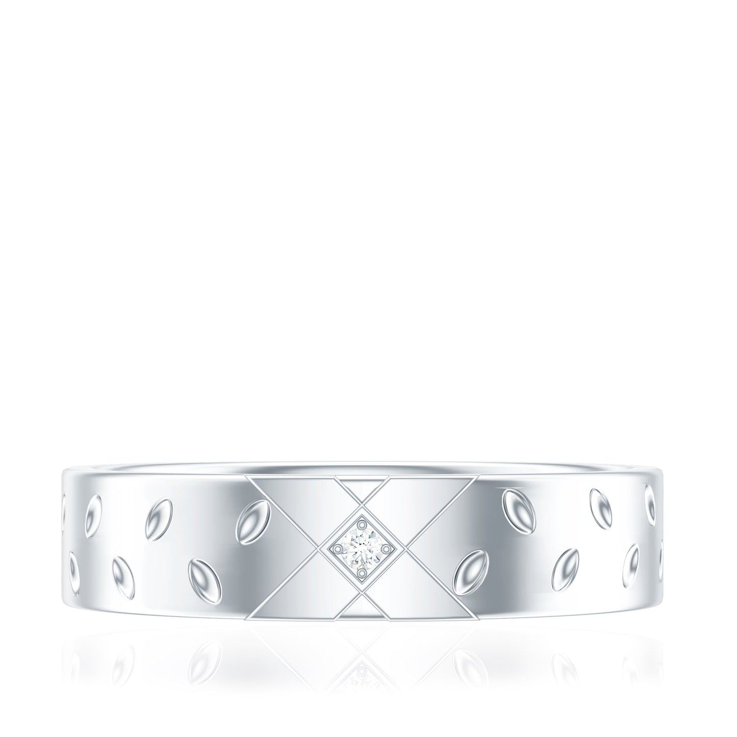Two Tone Cross Wedding Band with Moissanite