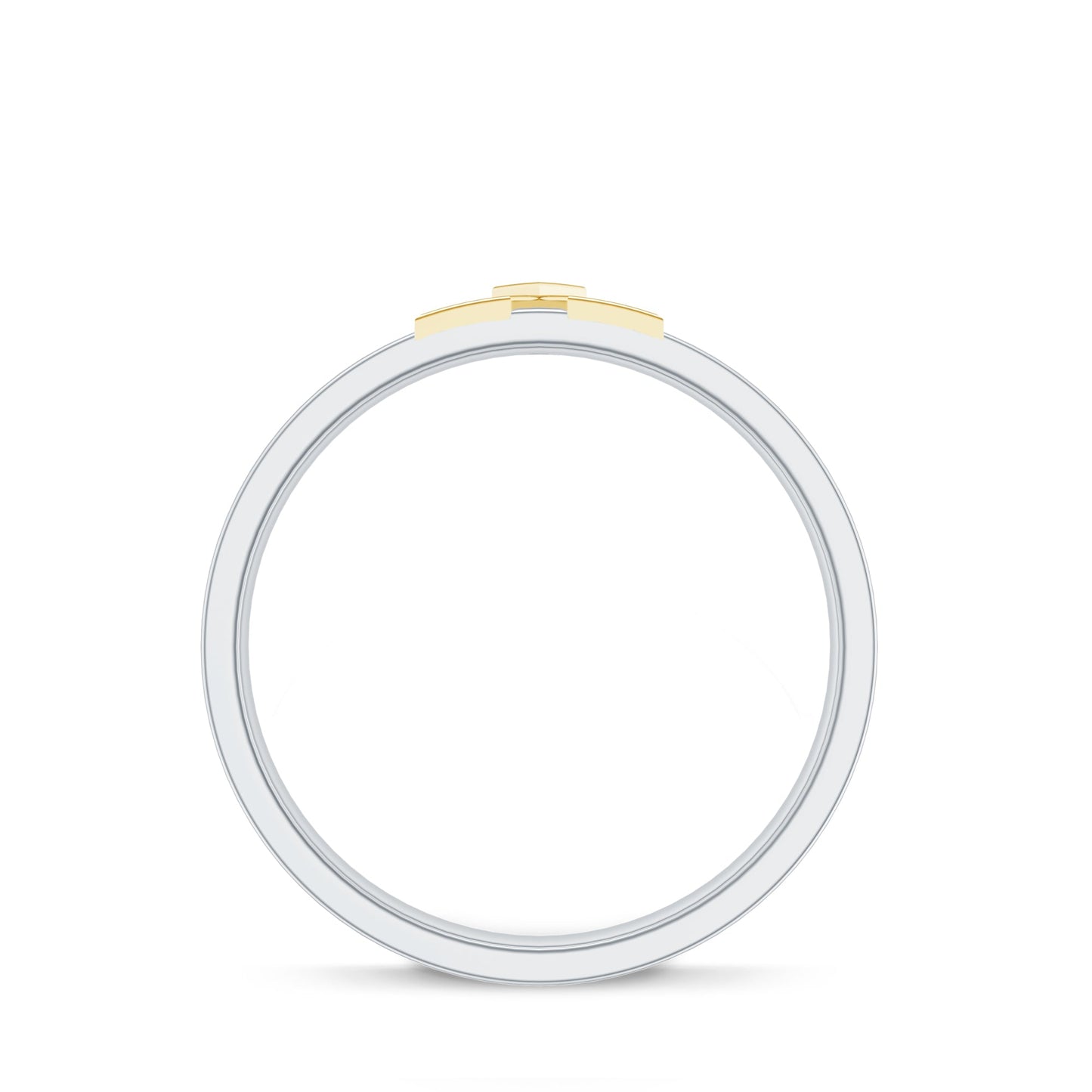 Two Tone Cross Wedding Band with Moissanite