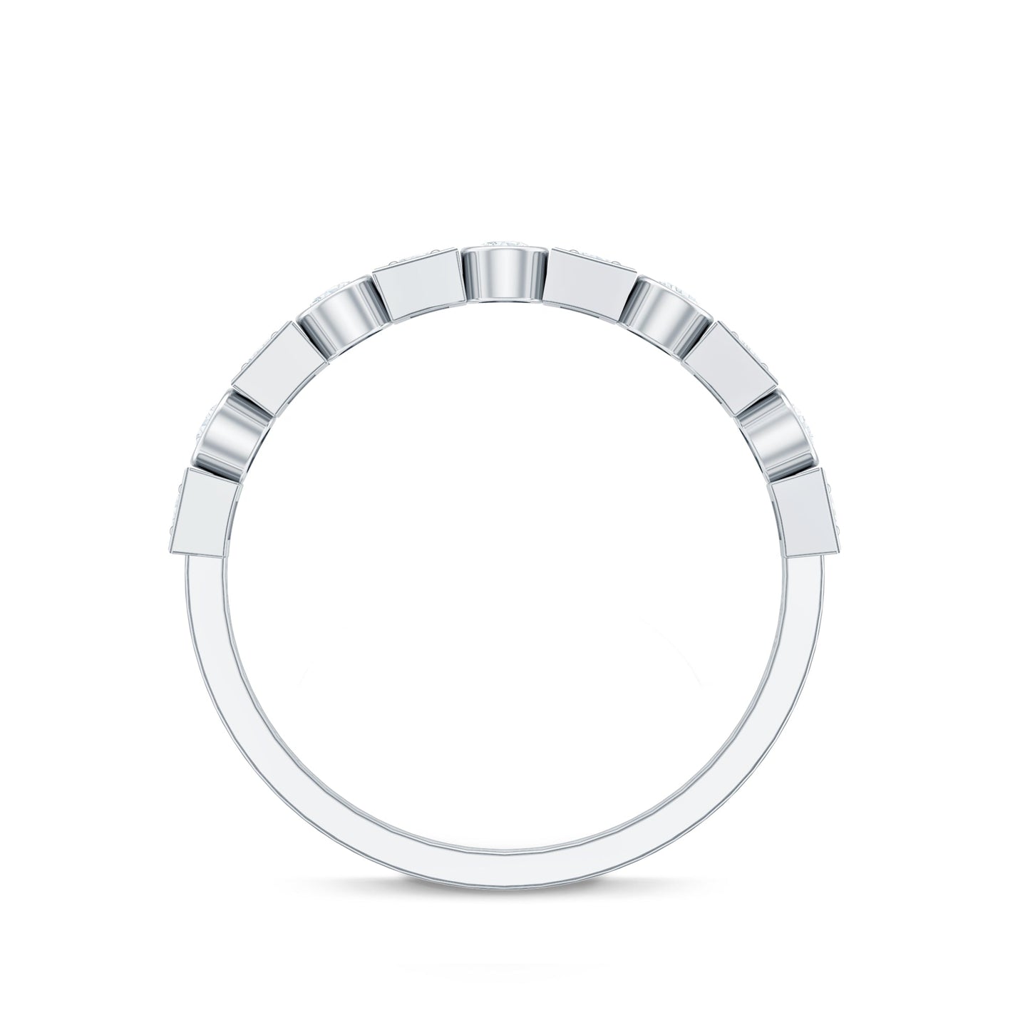 Certified Moissanite Geometric Wedding Band