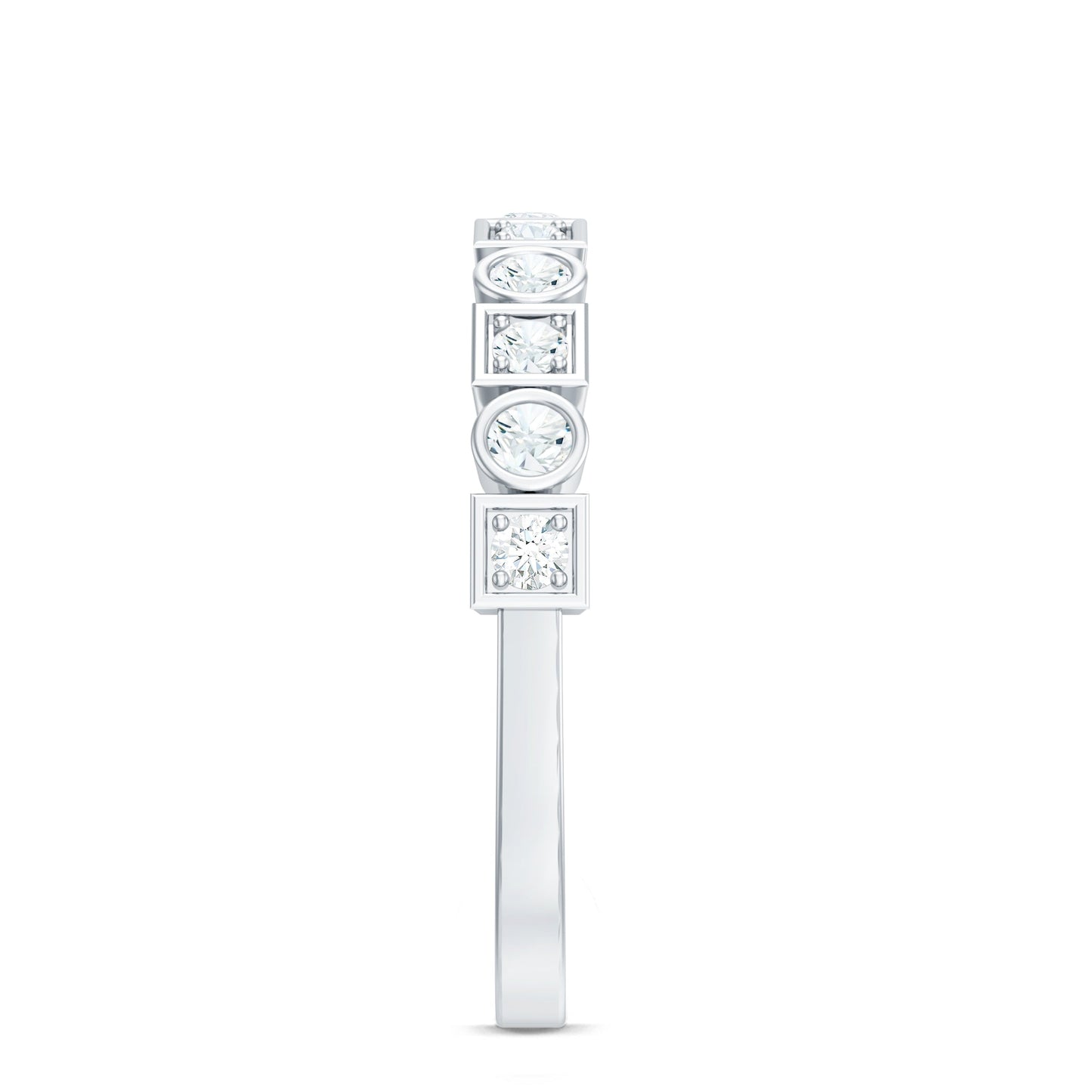 Certified Moissanite Geometric Wedding Band