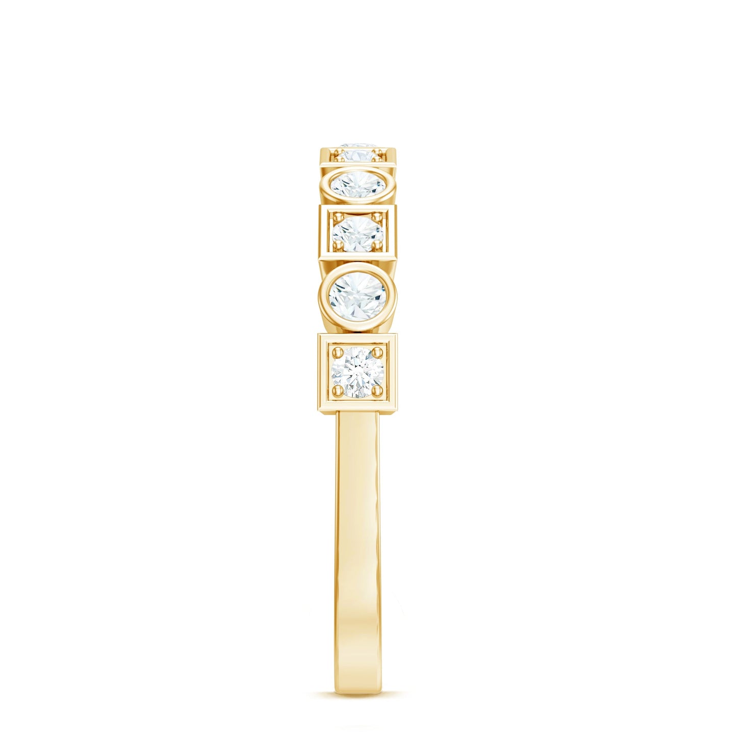 Certified Moissanite Geometric Wedding Band