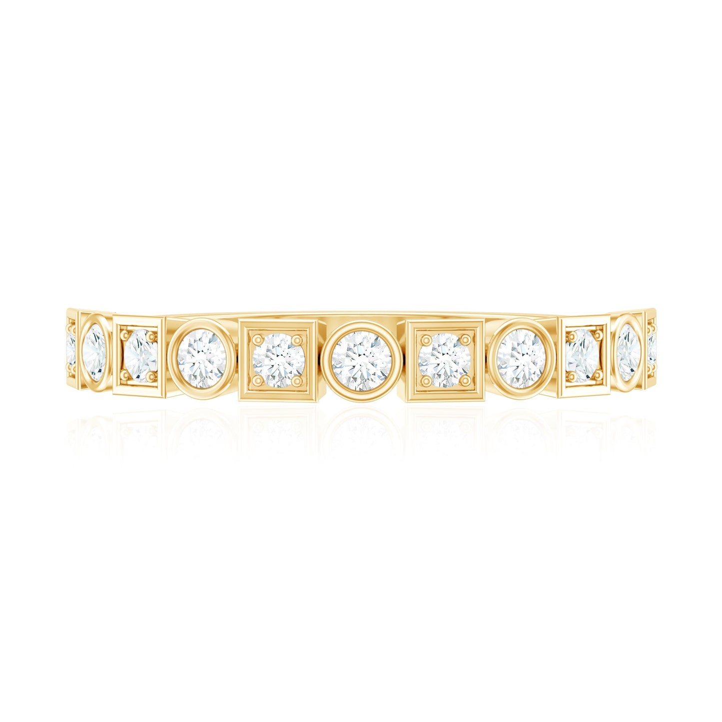 Certified Moissanite Geometric Wedding Band