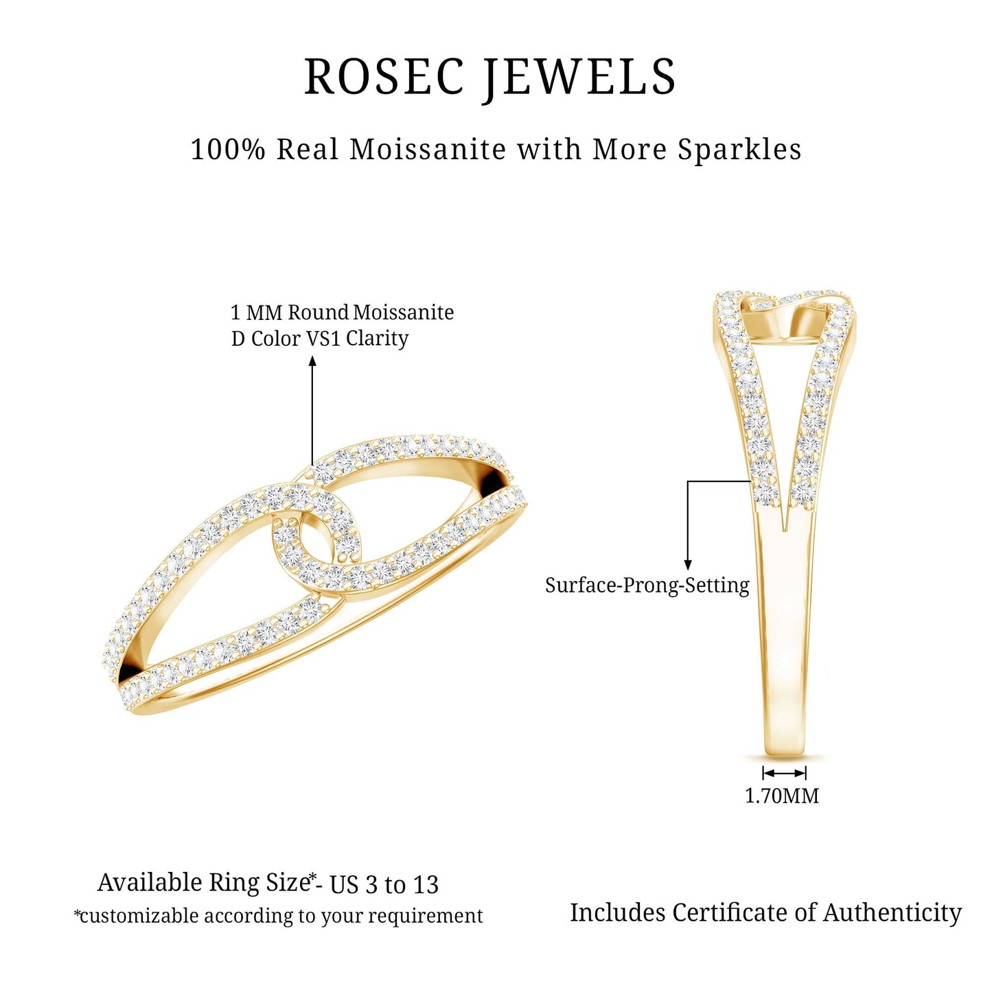 Certified Moissanite Infinity Promise Ring