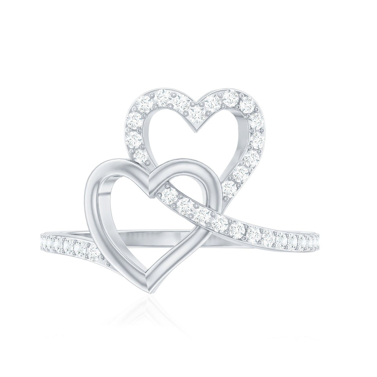 Certified Moissanite 2 Heart Promise Ring