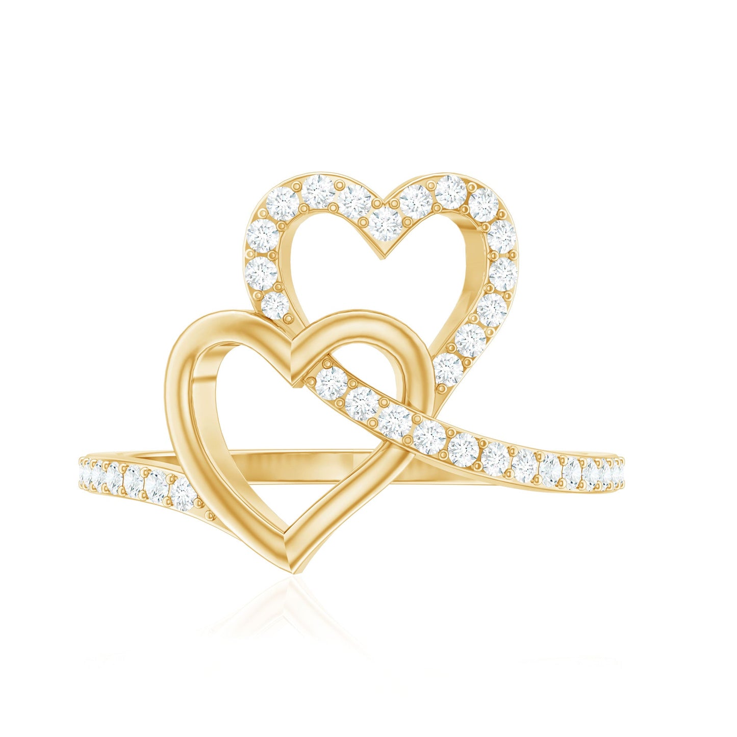 Certified Moissanite 2 Heart Promise Ring