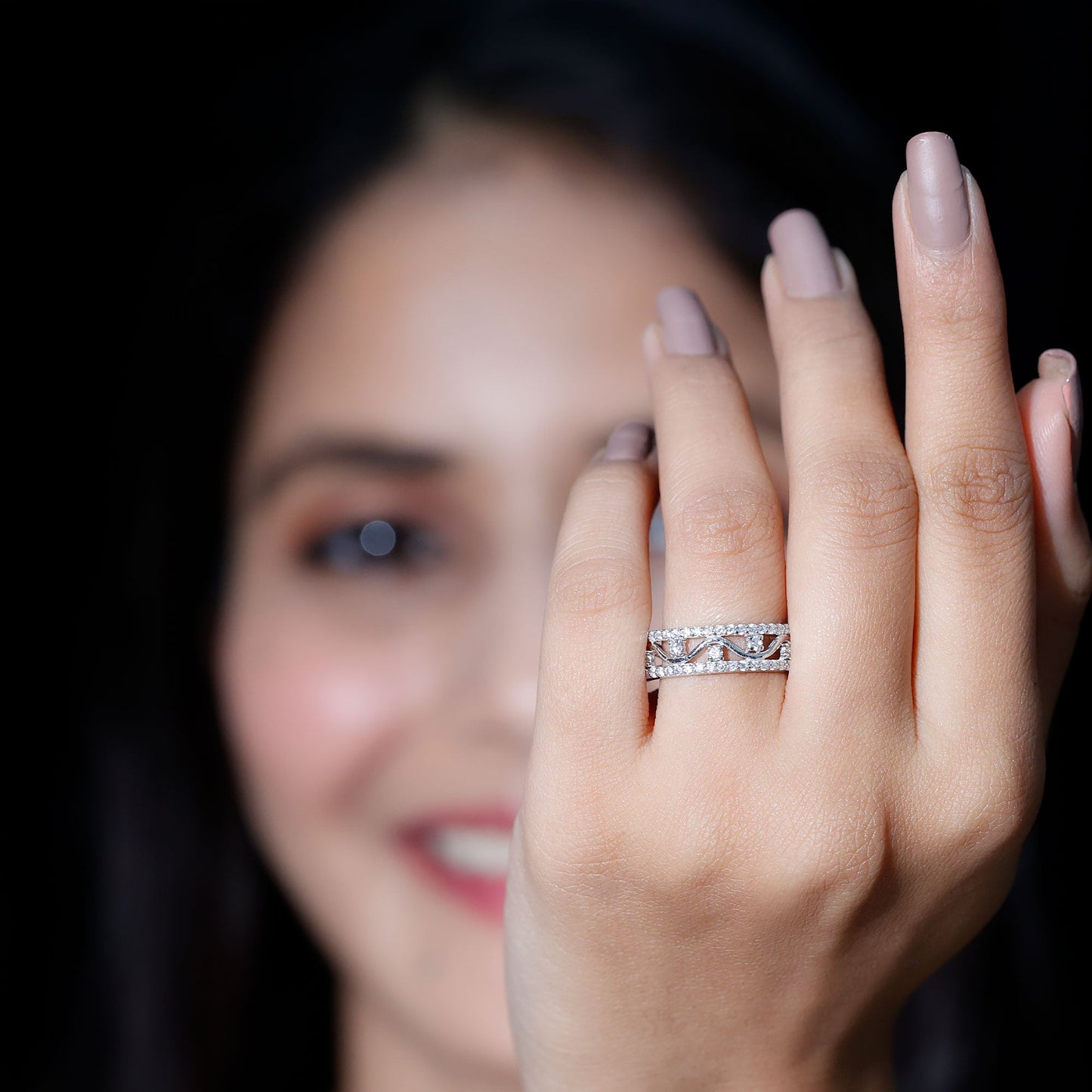 Certified Moissanite Wedding Anniversary Band for Her
