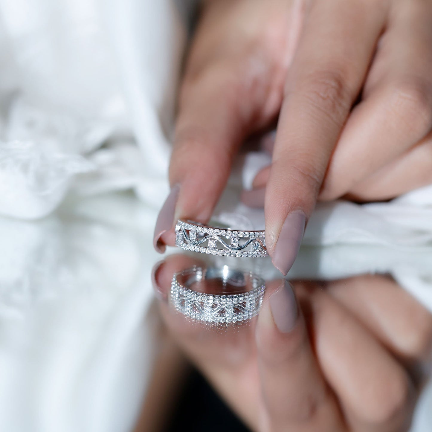 Certified Moissanite Wedding Anniversary Band for Her