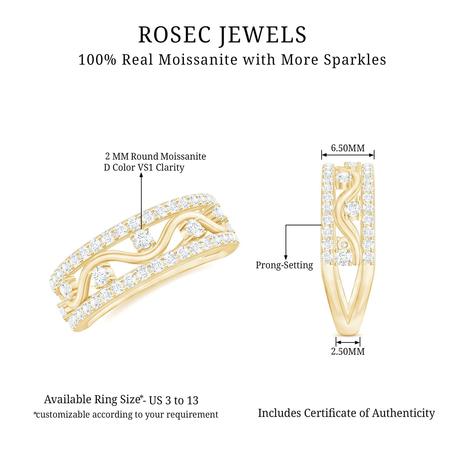 Certified Moissanite Wedding Anniversary Band for Her