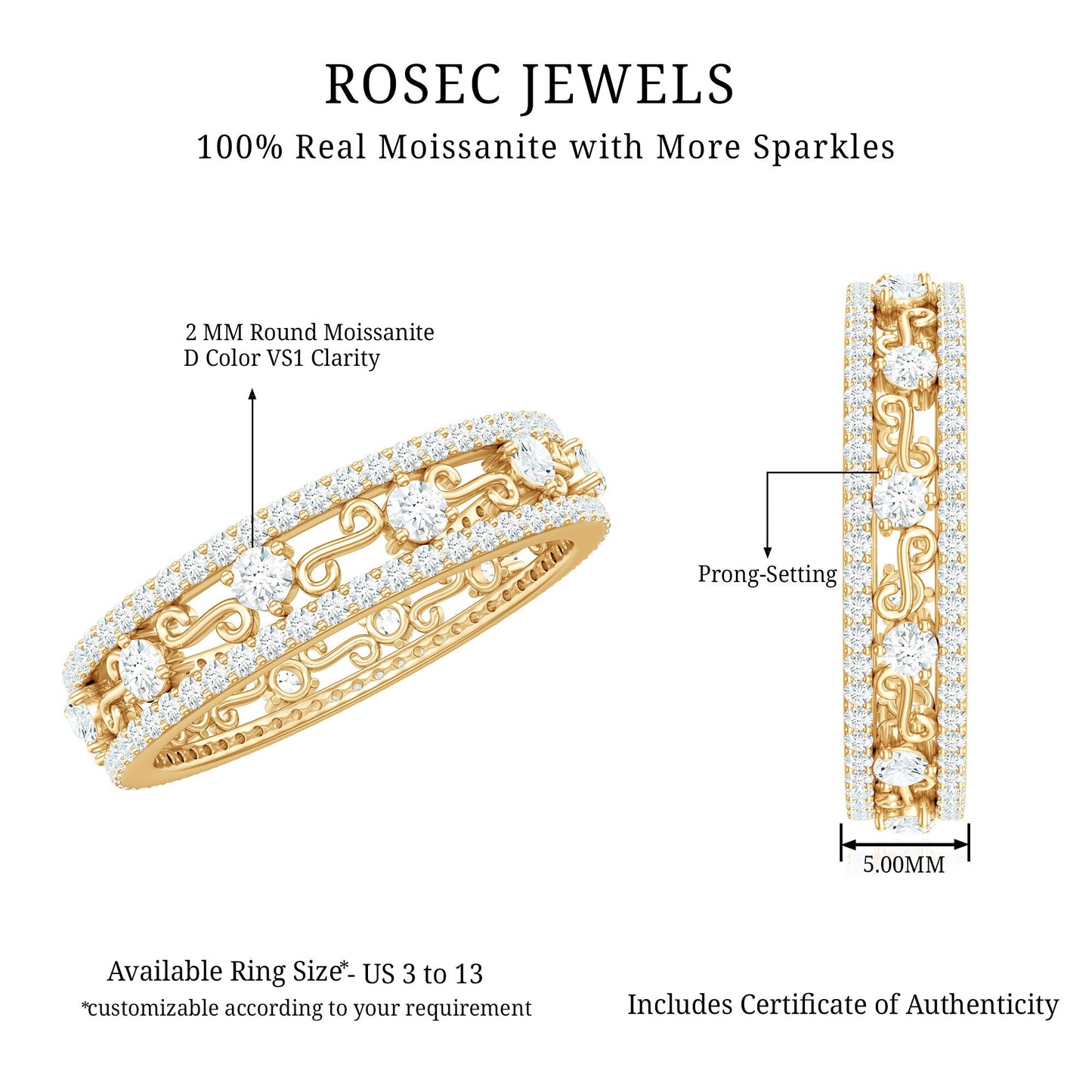 Certified Moissanite Wedding Band