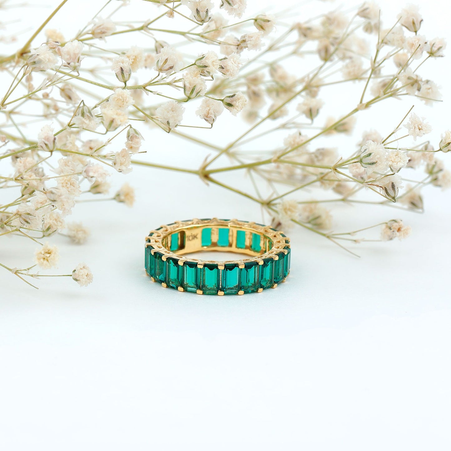 Certified Lab Created Emerald Full Eternity Ring