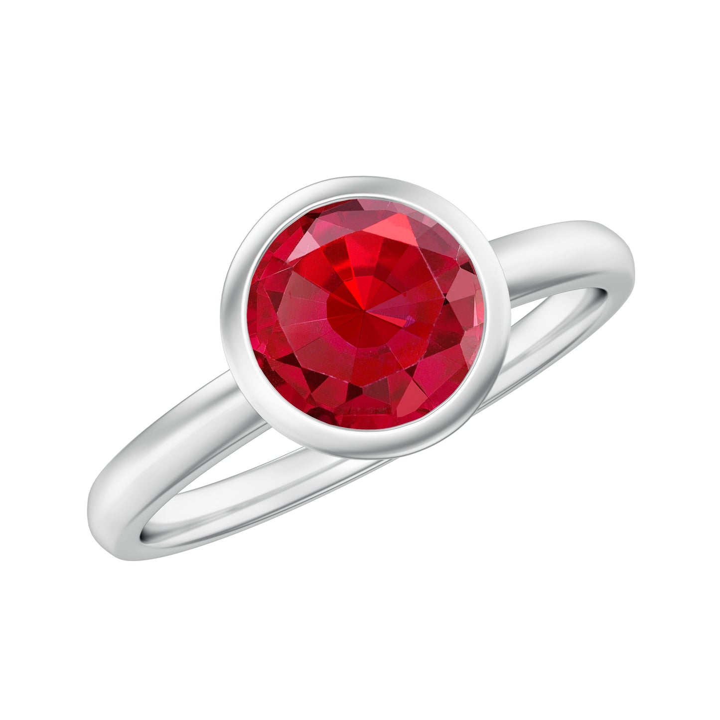 Bezel Set 2.3 Carat Lab Created Ruby Solitaire Engagement Ring