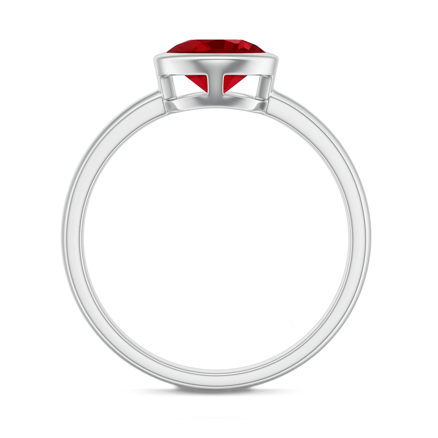 Bezel Set 2.3 Carat Lab Created Ruby Solitaire Engagement Ring