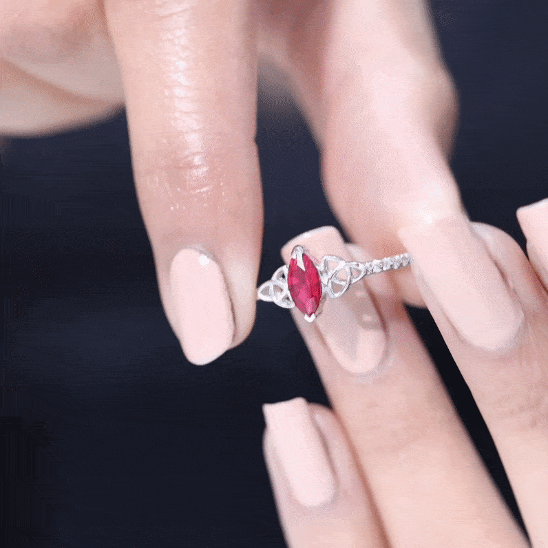 0.75 Carat Lab Grown Ruby Celtic Knot Ring with Diamond
