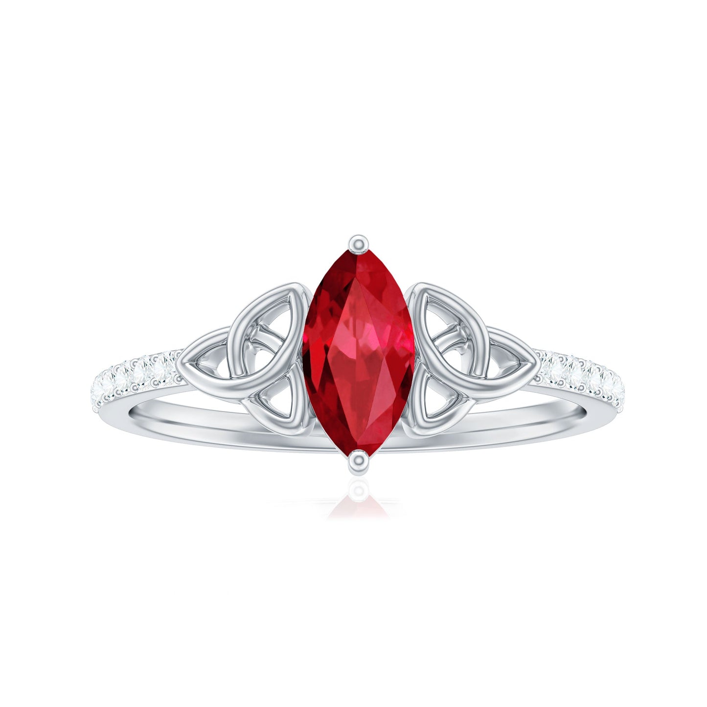 0.75 Carat Lab Grown Ruby Celtic Knot Ring with Diamond