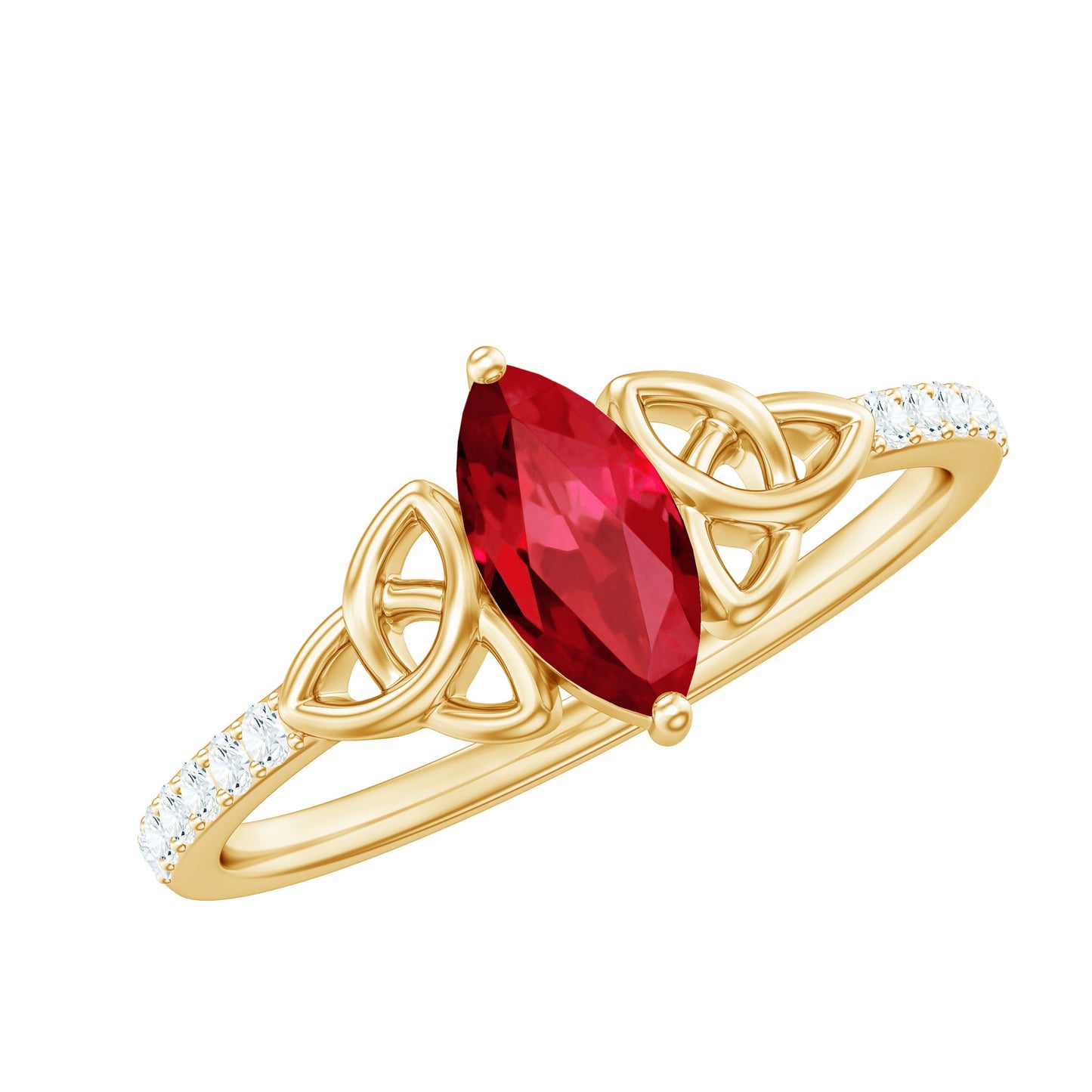 0.75 Carat Lab Grown Ruby Celtic Knot Ring with Diamond