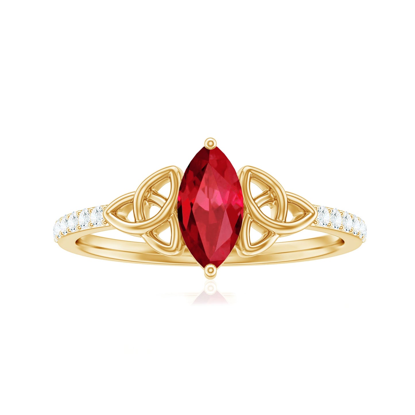 0.75 Carat Lab Grown Ruby Celtic Knot Ring with Diamond