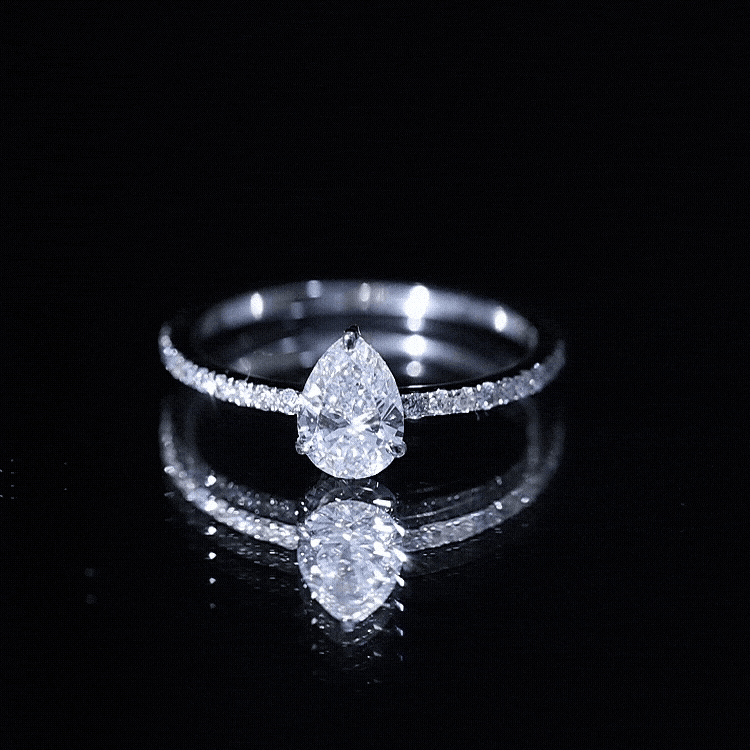 Certified Moissanite Teardrop Engagement Ring with Side Stones