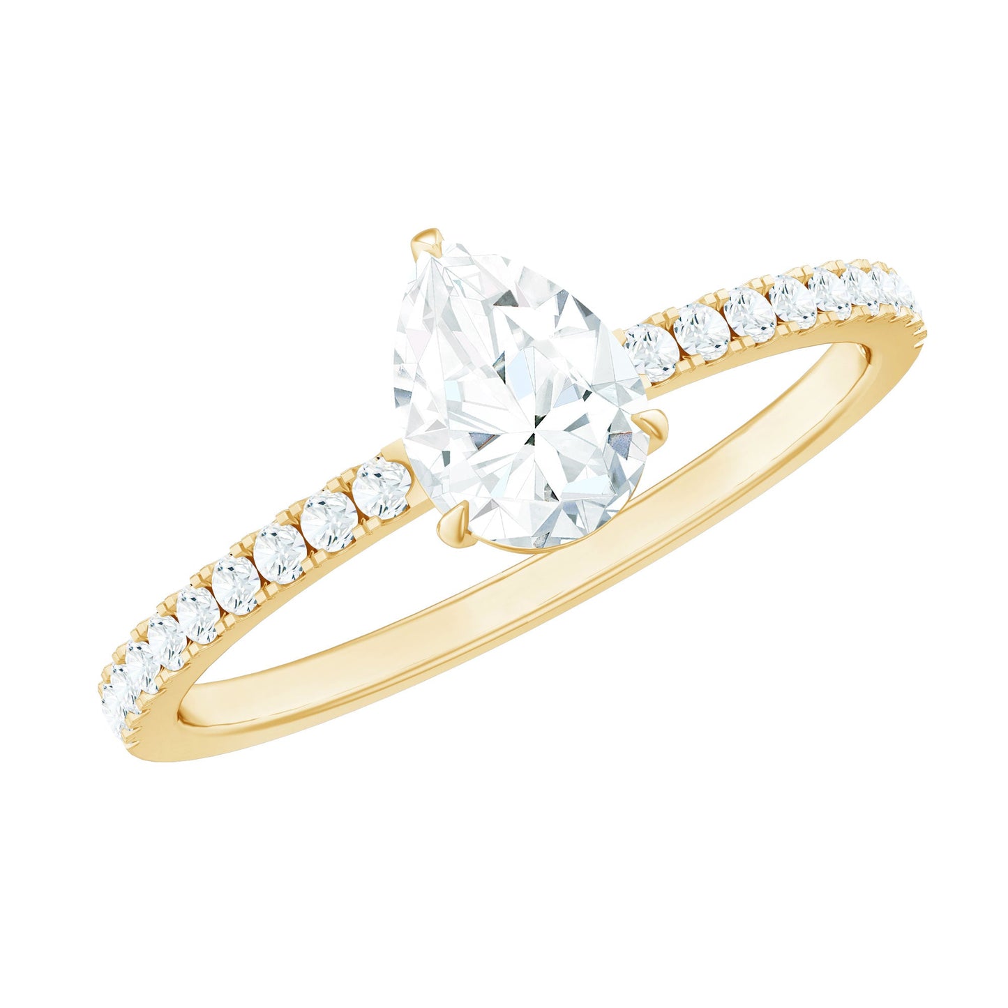 Certified Moissanite Teardrop Engagement Ring with Side Stones