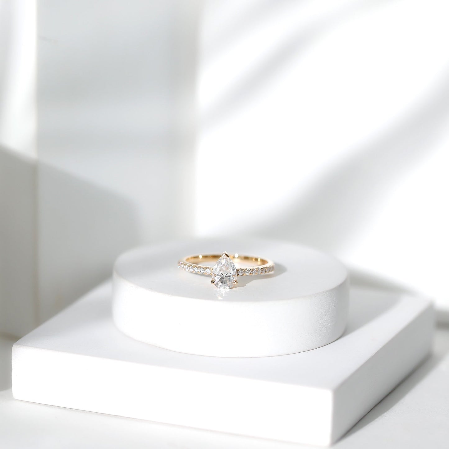 Certified Moissanite Teardrop Engagement Ring with Side Stones