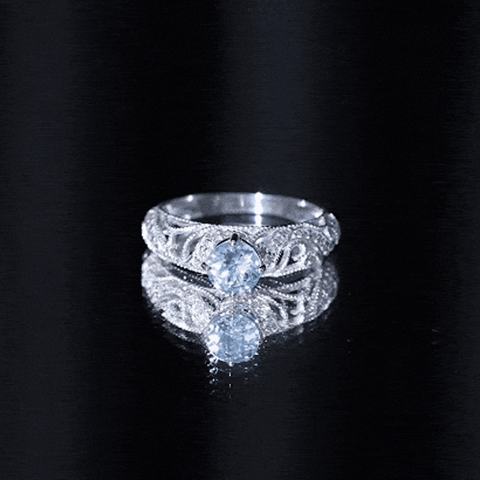 0.8 Carat Vintage Style Aquamarine and Diamond Engagement Ring