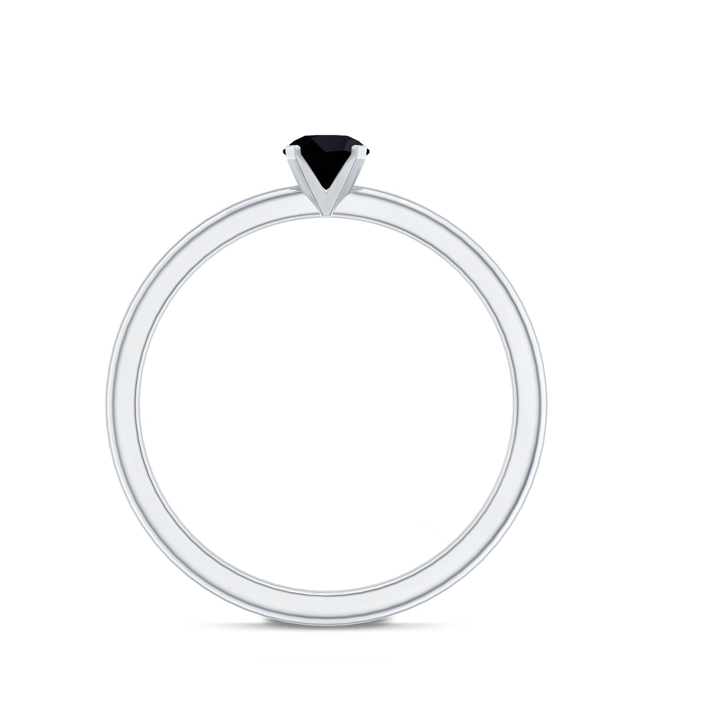 Simple Black Onyx Solitaire Promise Ring for Women