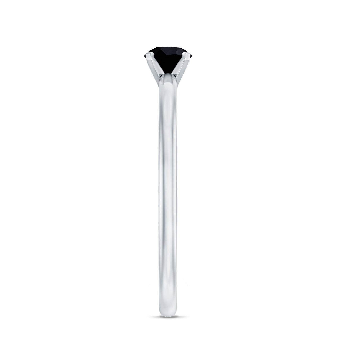 Simple Black Onyx Solitaire Promise Ring for Women