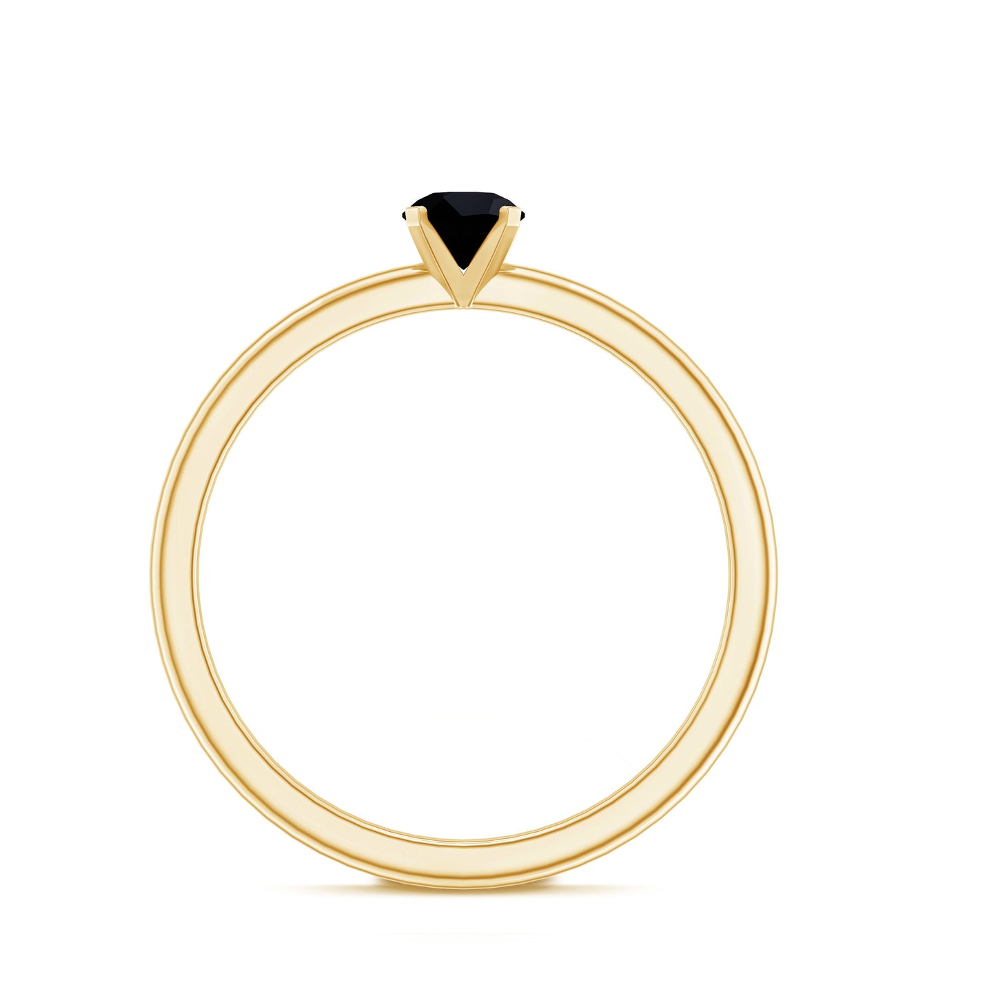 Simple Black Onyx Solitaire Promise Ring for Women