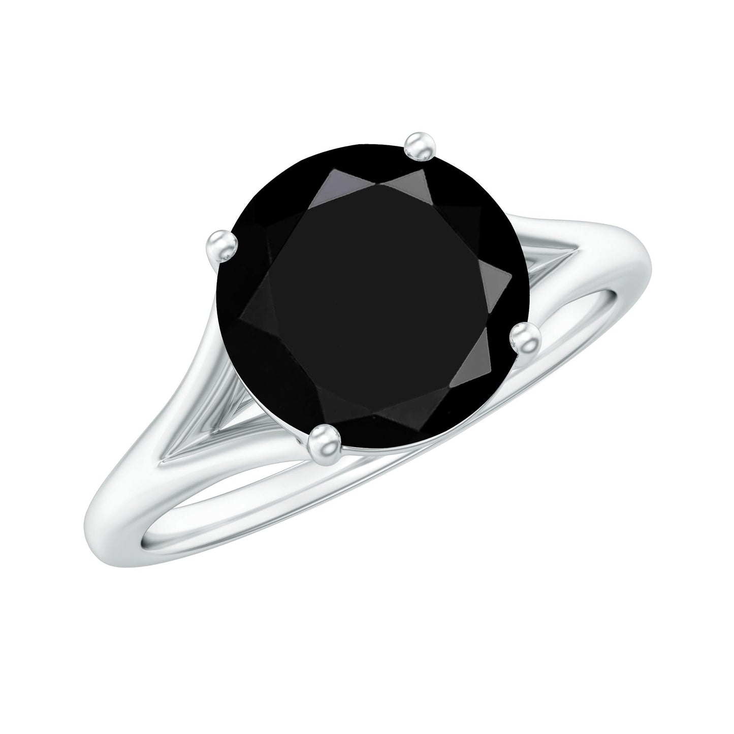 Real 2 Carat Black Onyx Solitaire Ring with Hidden Moissanite