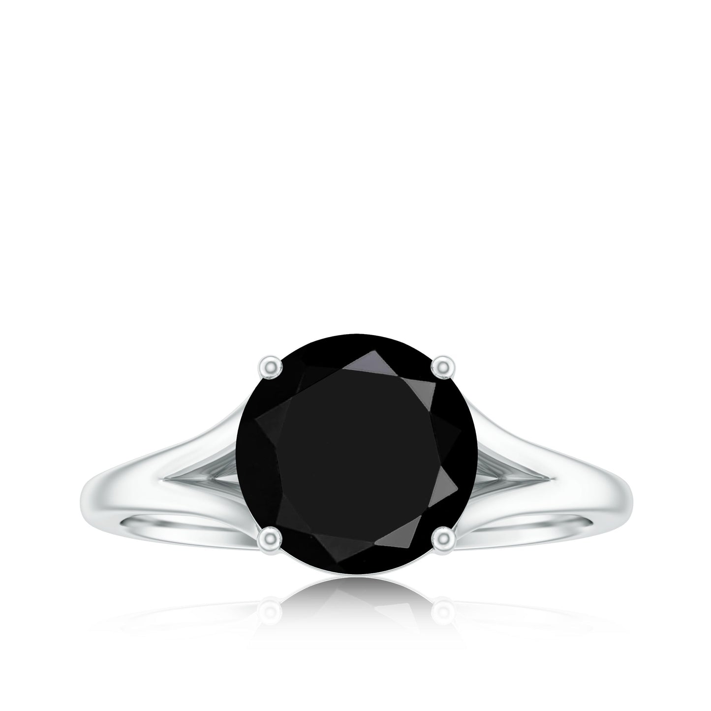 Real 2 Carat Black Onyx Solitaire Ring with Hidden Moissanite