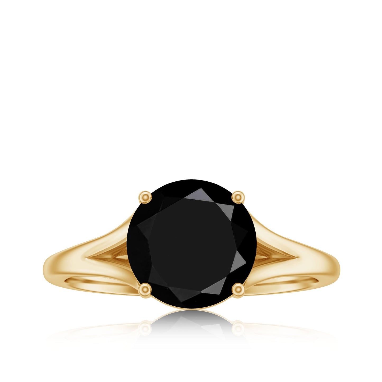 Real 2 Carat Black Onyx Solitaire Ring with Hidden Moissanite
