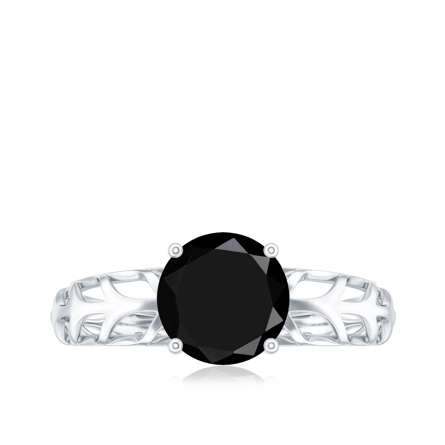 Natural 2.6 Carat Black Spinel Solitaire Engagement Ring for Women