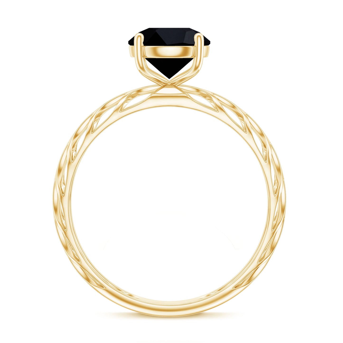 Natural 2.6 Carat Black Spinel Solitaire Engagement Ring for Women