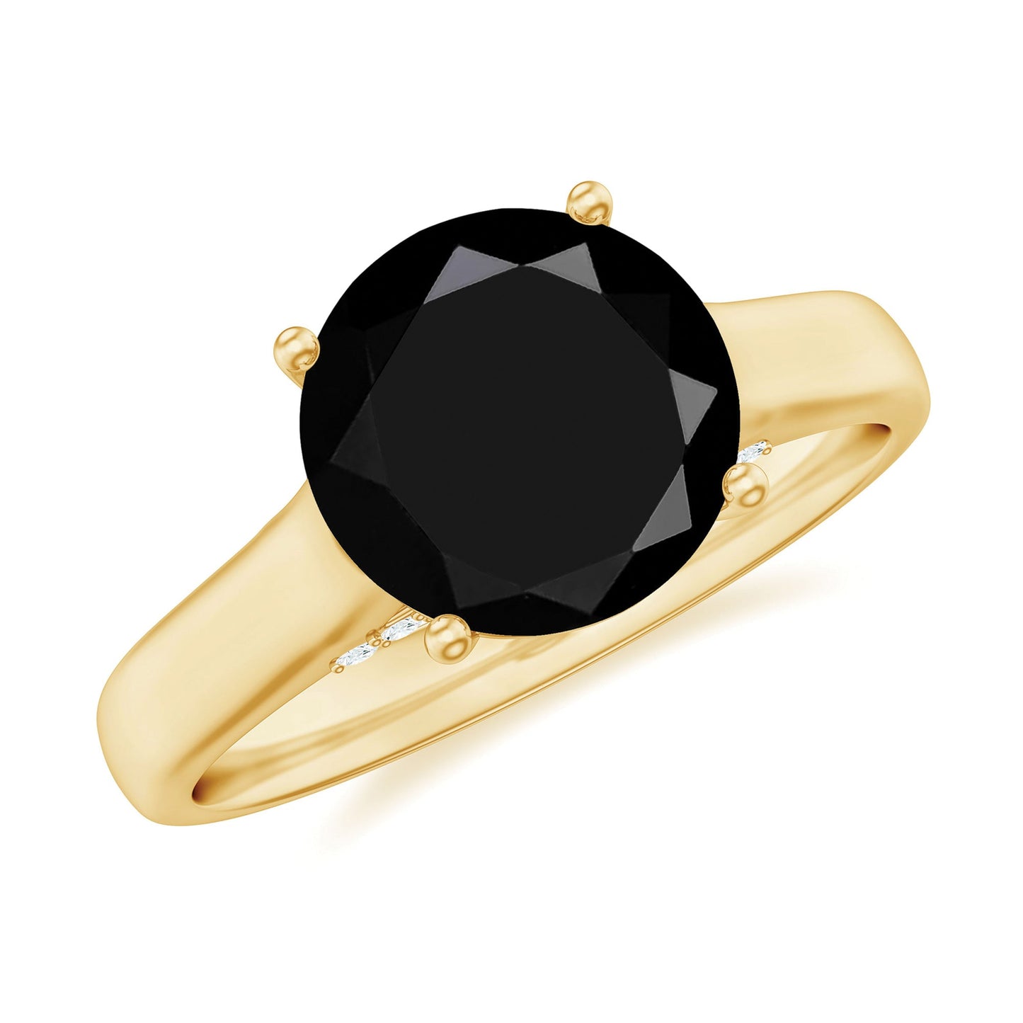 Genuine 2 Carat Black Onyx Engagement Ring with Surprise Diamond