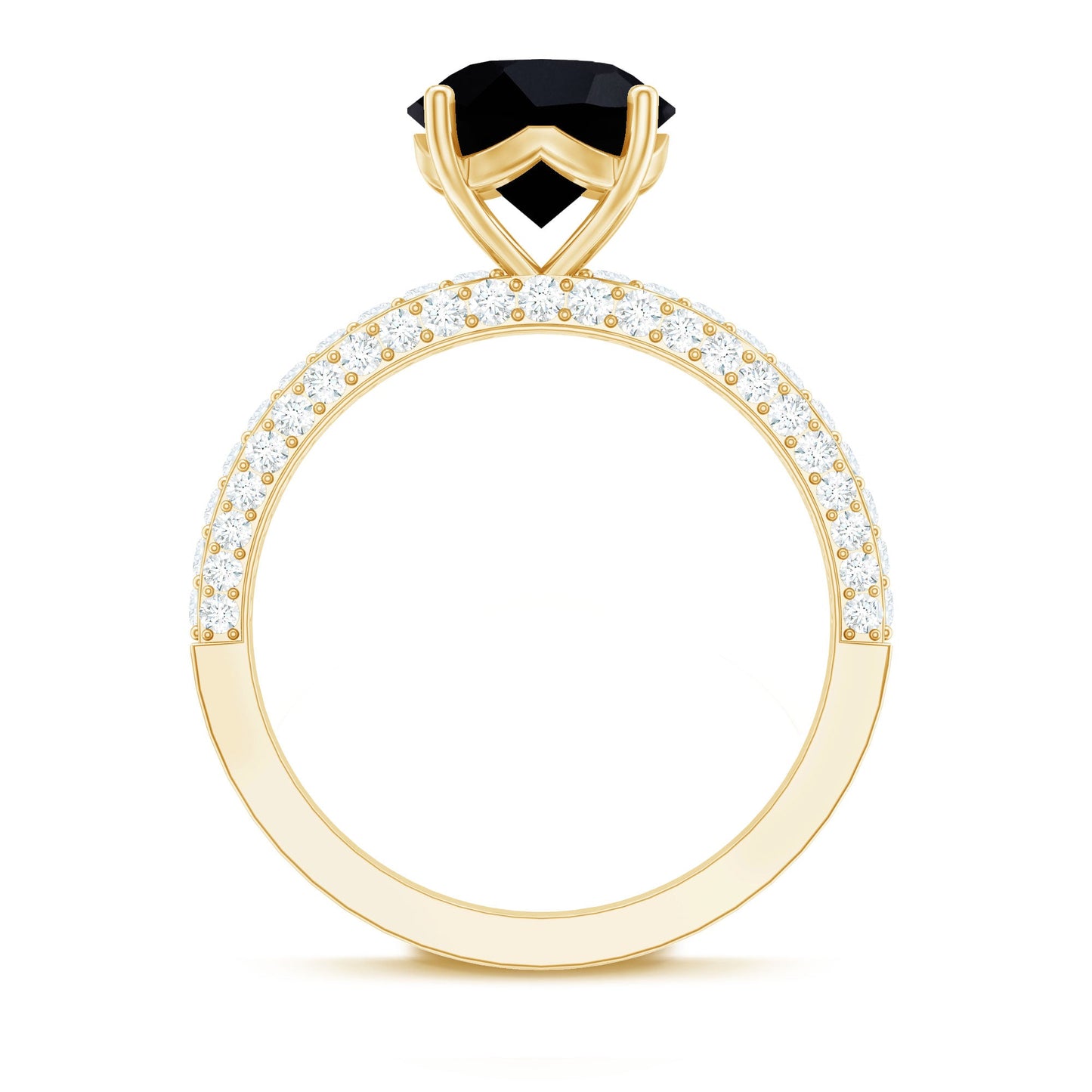 2 Carat Solitaire Black Onyx Engagement Ring with Moissanite
