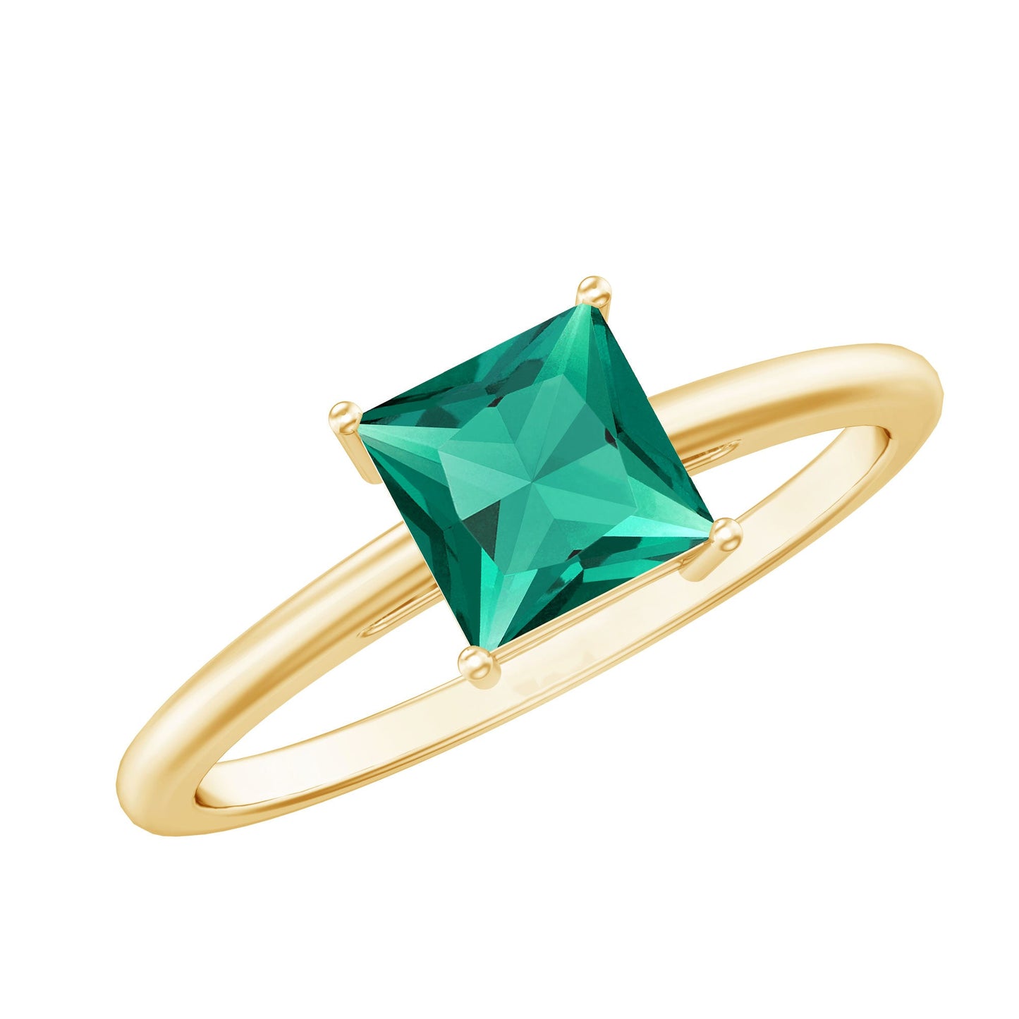 Certified Lab Grown Emerald Princess Cut Engagement Ring