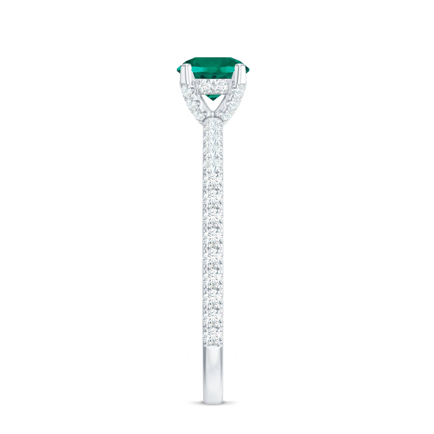 Certified Lab Grown Emerald Solitaire Engagement Ring with Diamond