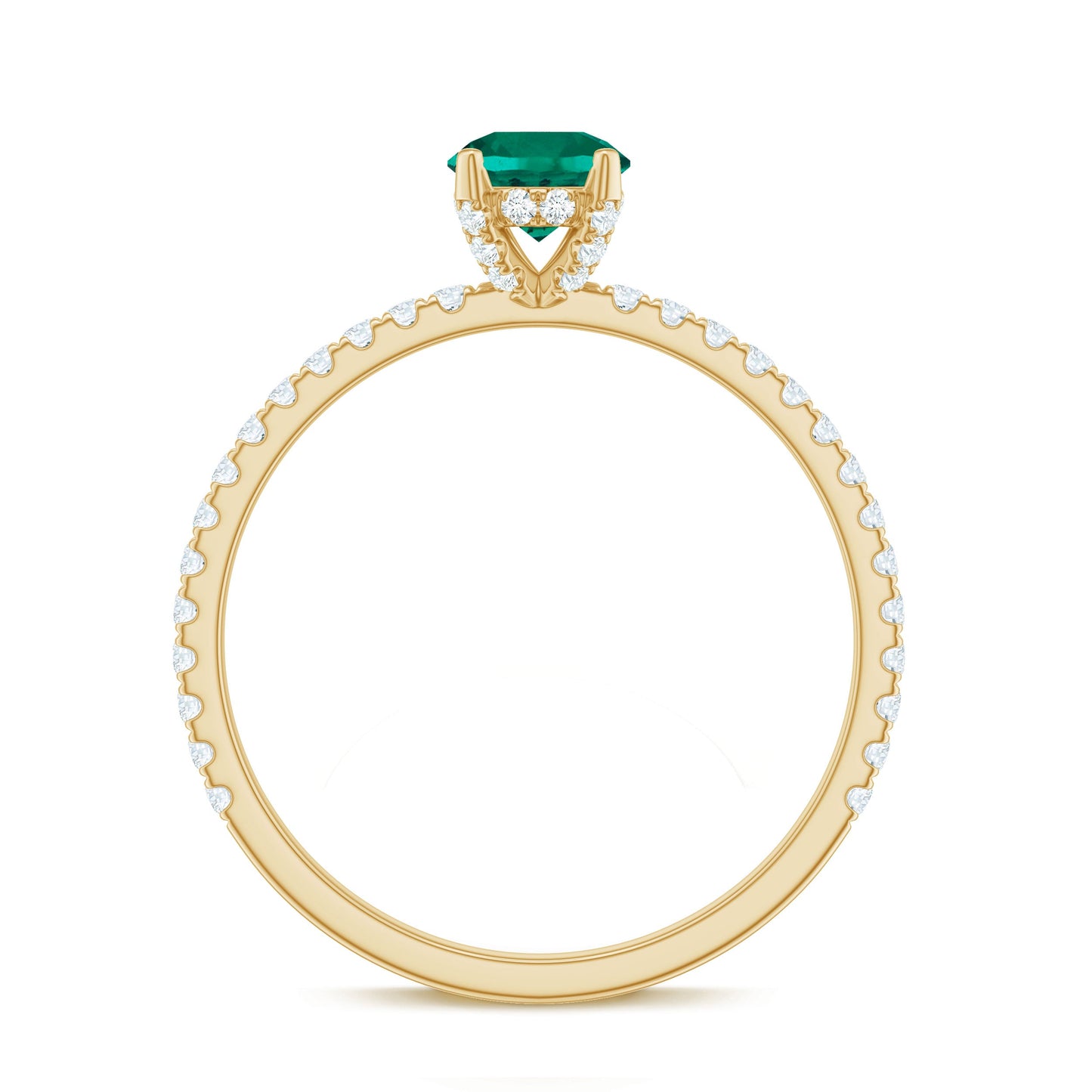 Certified Lab Grown Emerald Solitaire Engagement Ring with Diamond